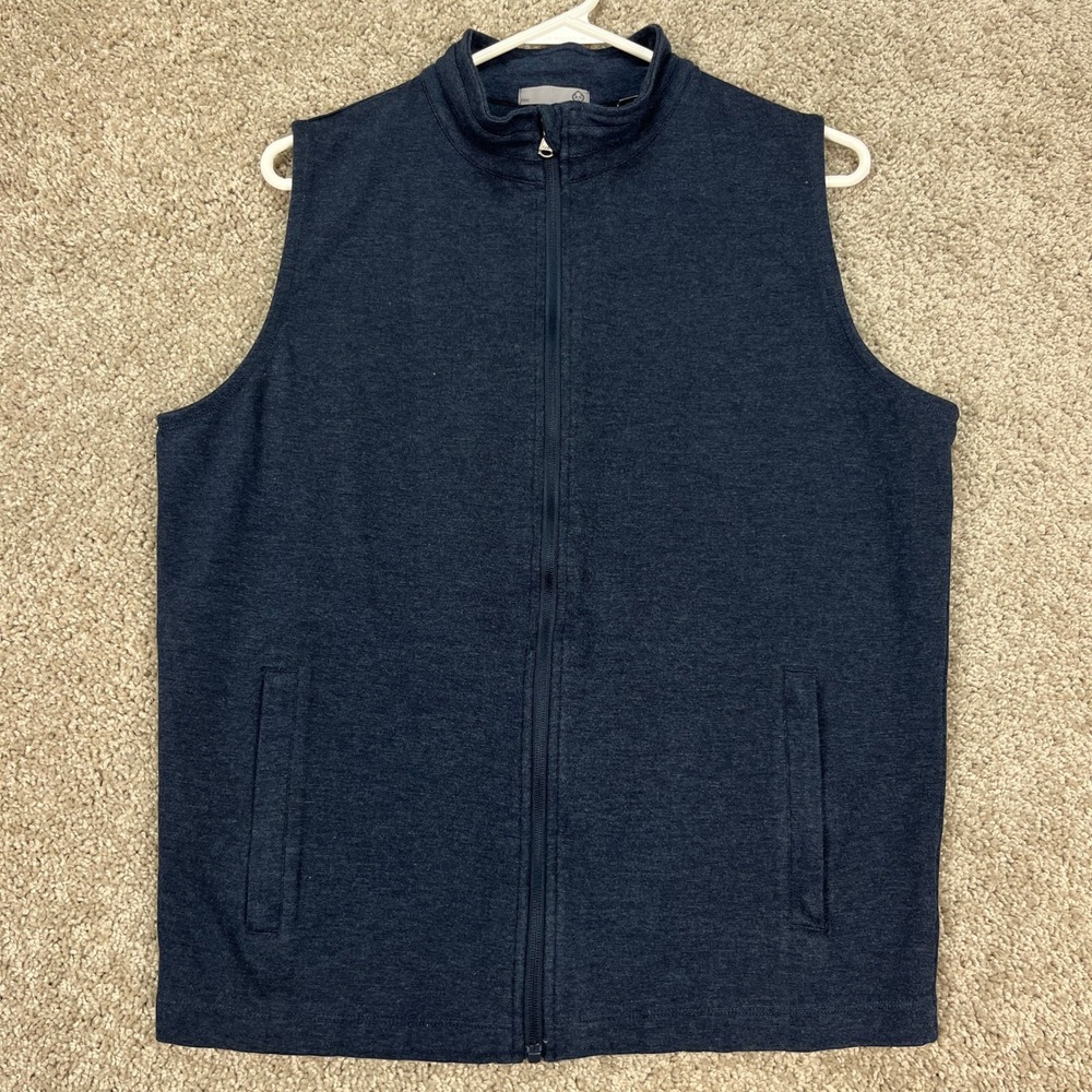 Tasc Performance Mens Full Zip Vest Small Heathered‎ Blue Athletic Bamboo